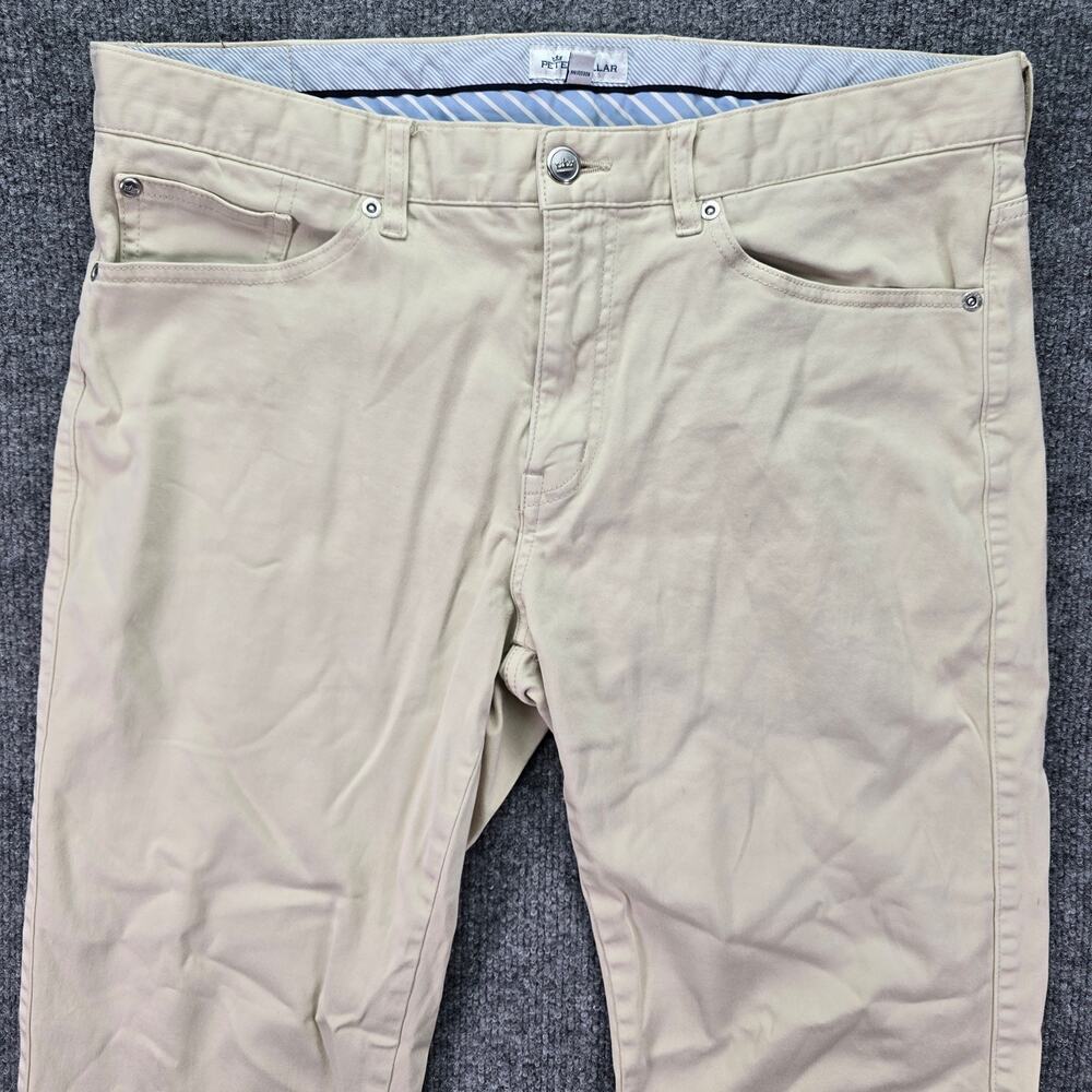 Peter Millar Pants Mens 34x27 Khaki Ultimate Sateen 5 Pocket Stretch Golf Chinos - Picture 3 of 8
